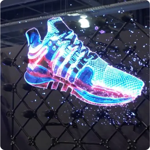 Holograma de zapatilla deportiva giratoria para publicidad en tienda